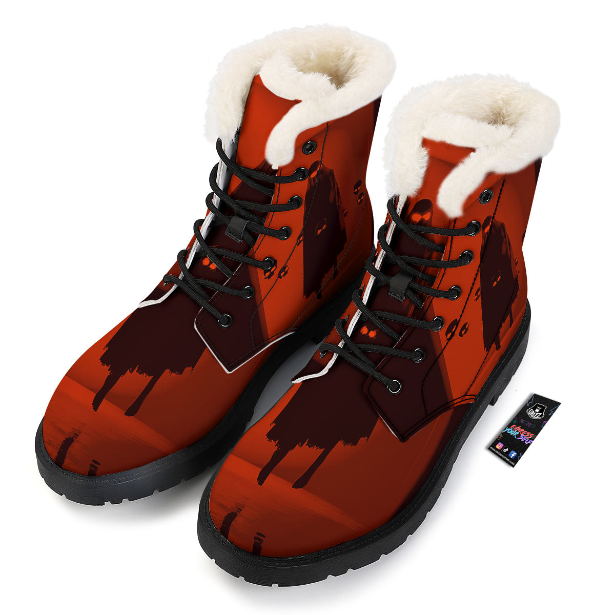 3D Ghost In The Darkness Print Winter Boots-grizzshop