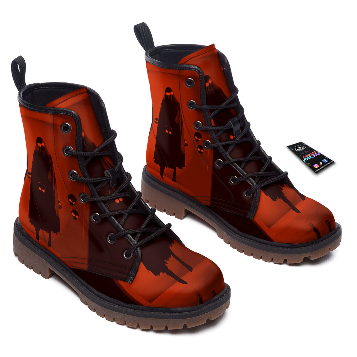 3D Ghost In The Darkness Print Work Boots-grizzshop