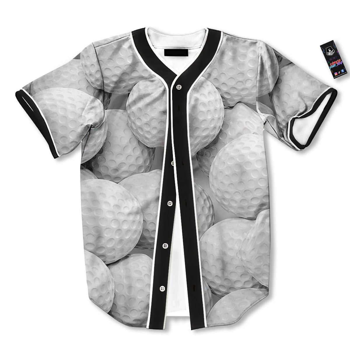 3D Golf Ball Print Baseball Jersey-grizzshop