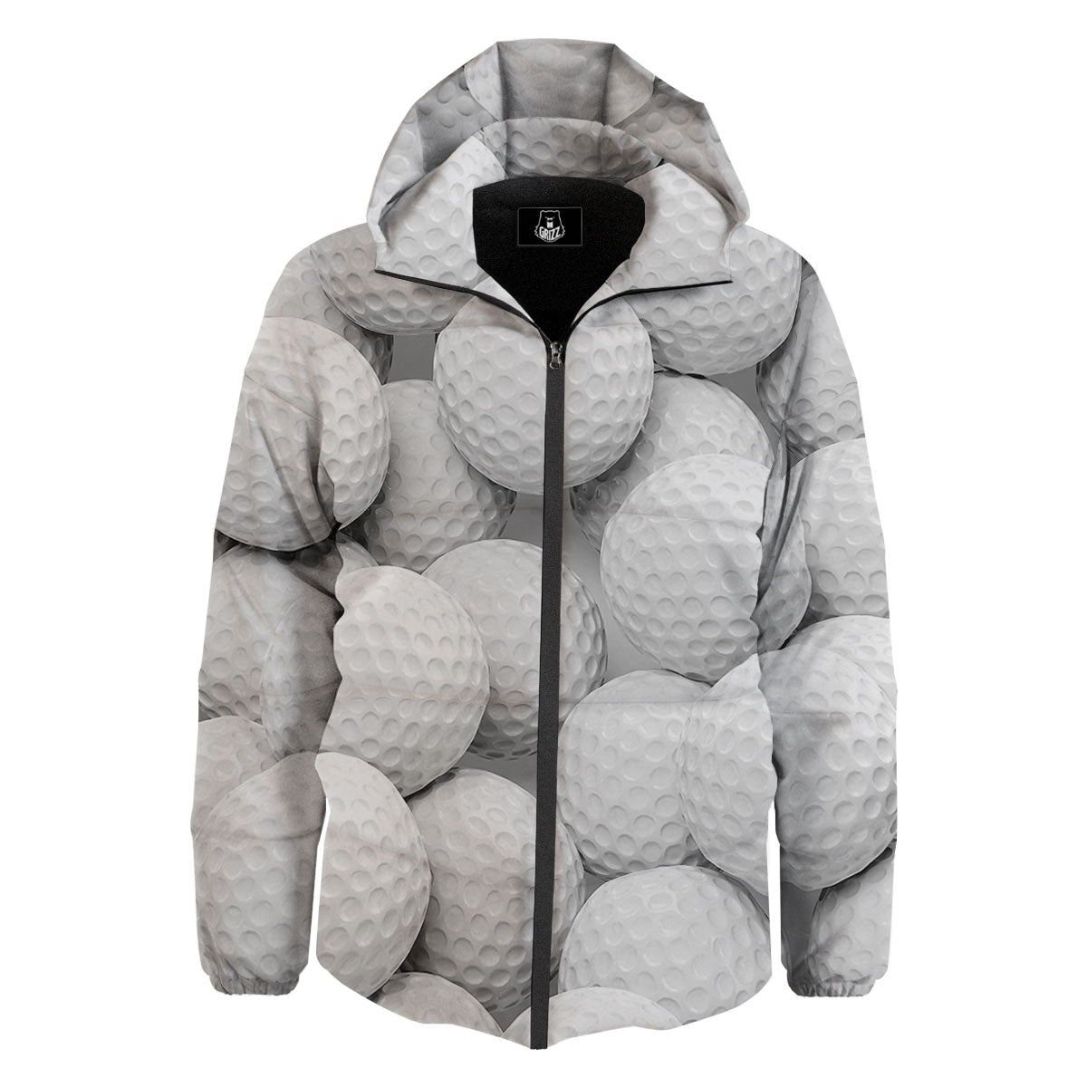3D Golf Ball Print Down Jacket-grizzshop