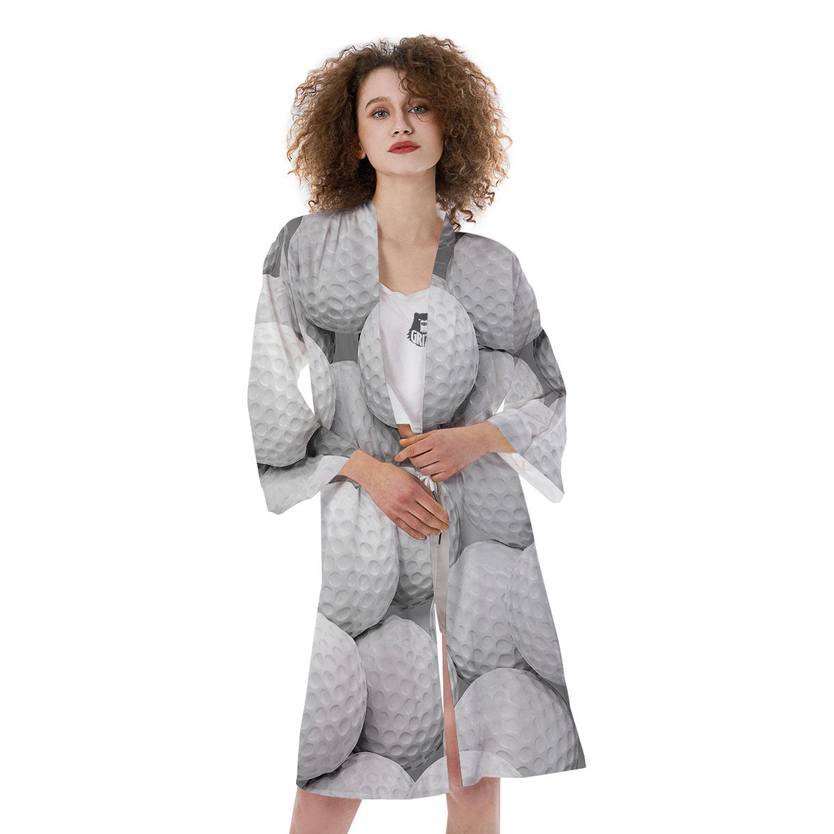 3D Golf Ball Print Kimono-grizzshop