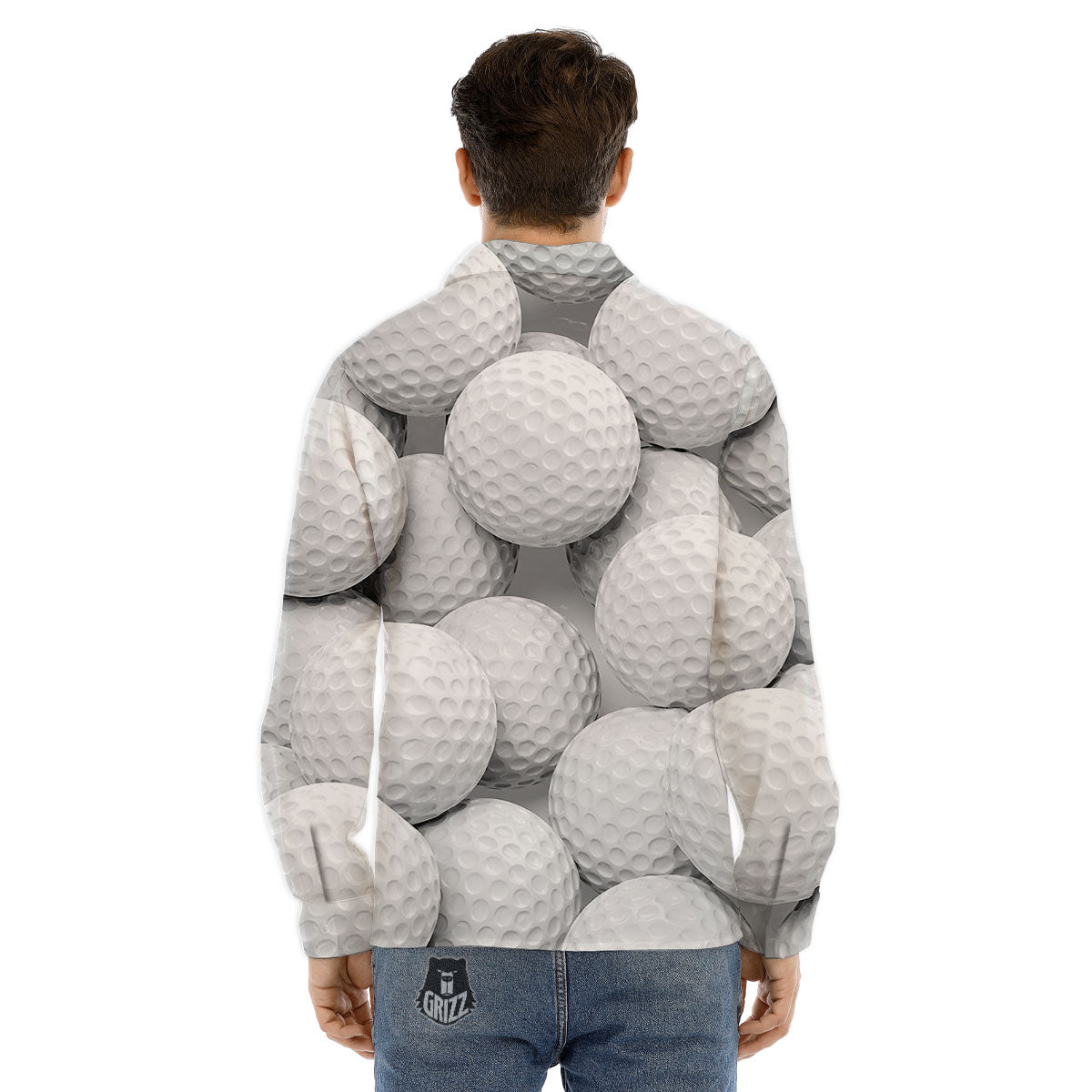 3D Golf Ball Print Men's Dress Shirts-grizzshop