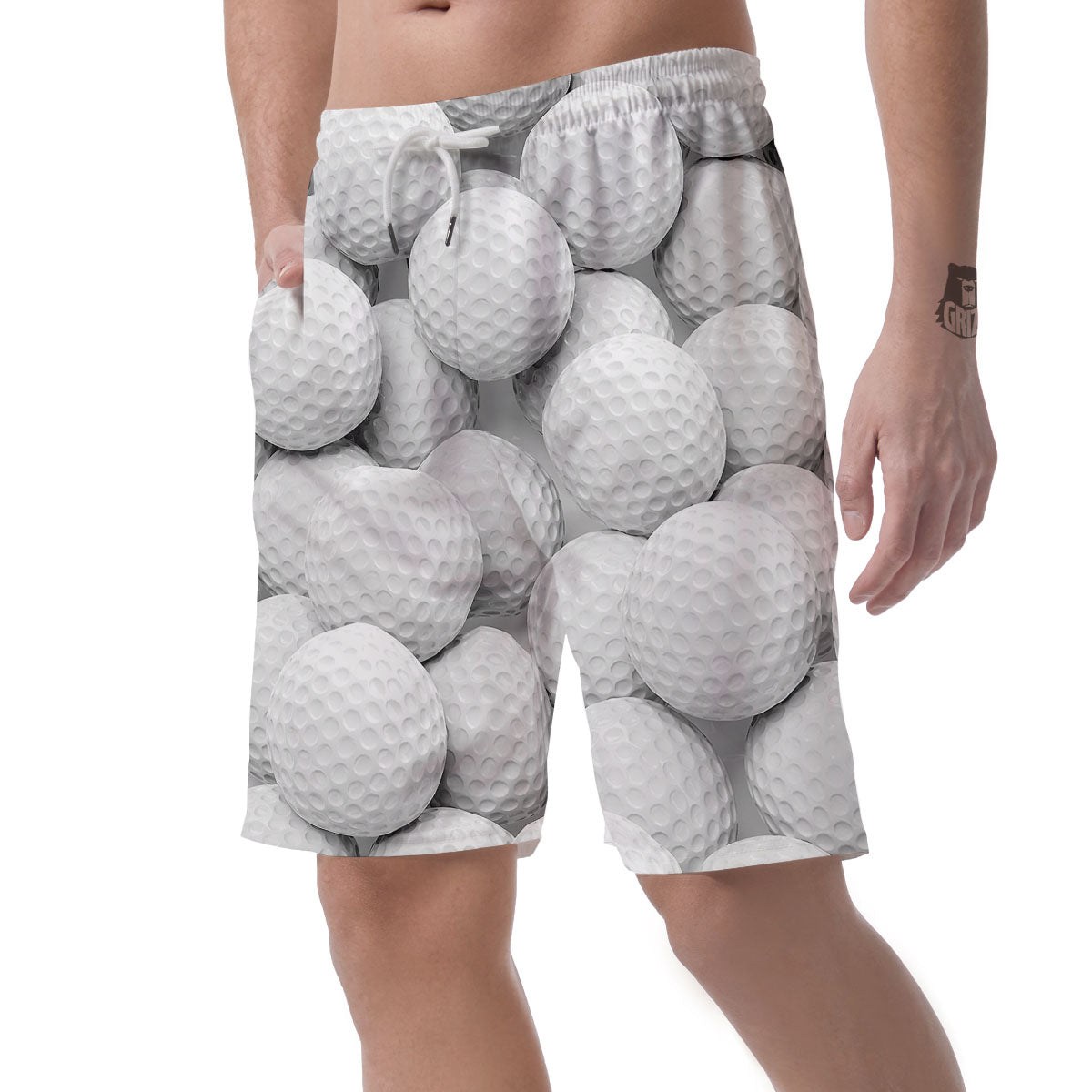 3D Golf Ball Print Men's Shorts-grizzshop