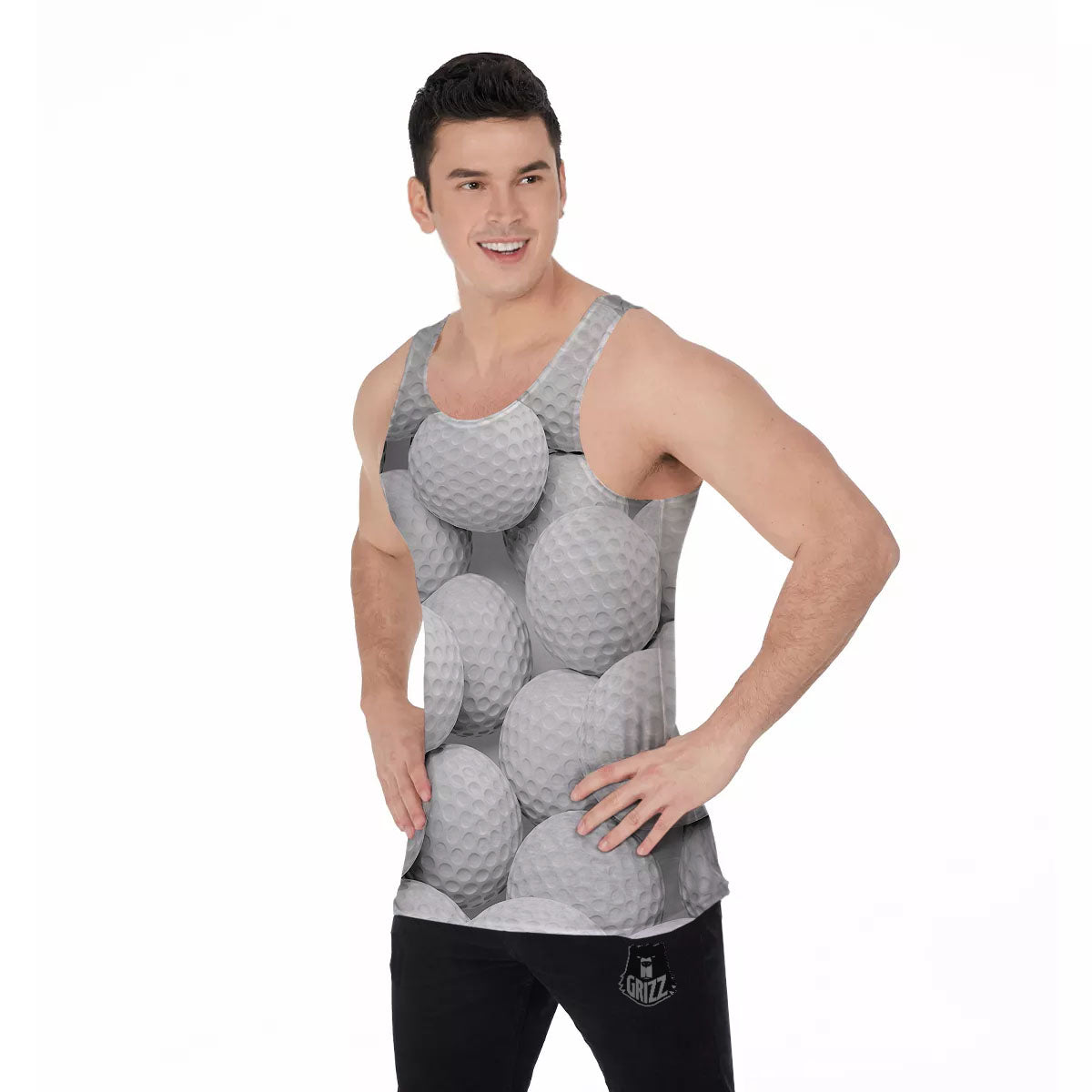 3D Golf Ball Print Men's Tank Top-grizzshop