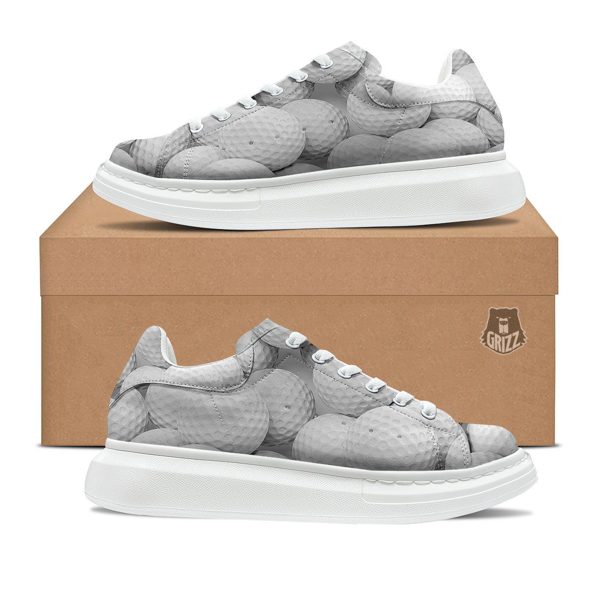 3D Golf Ball Print Platform Shoes-grizzshop