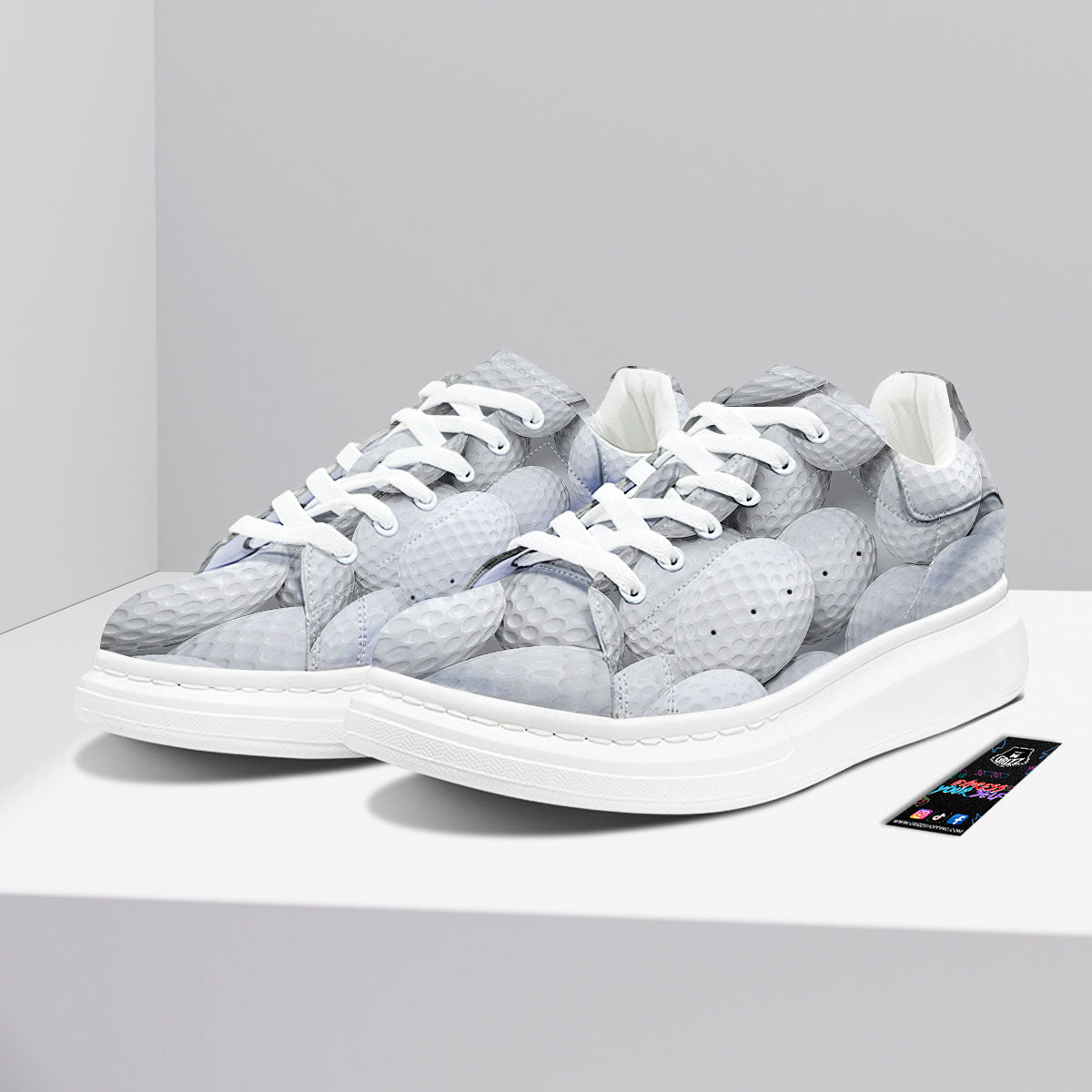 3D Golf Ball Print Platform Shoes-grizzshop