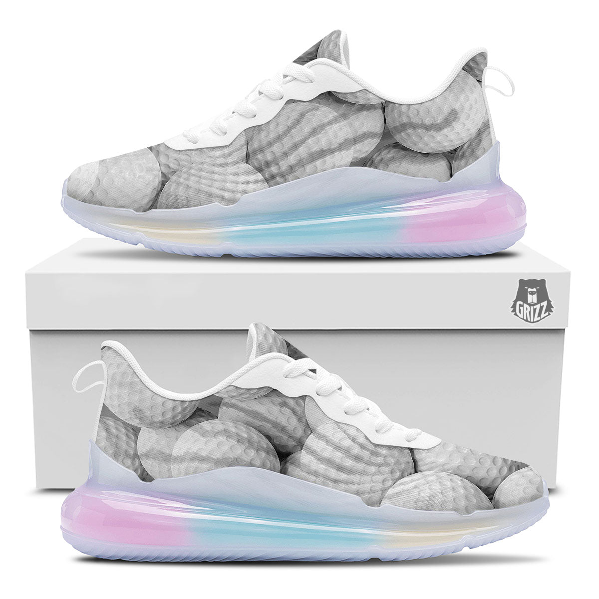 3D Golf Ball Print Running Sneakers-grizzshop