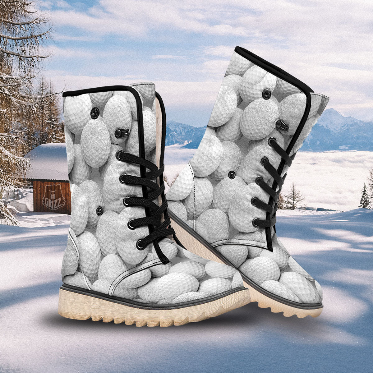 3D Golf Ball Print Snow Boots-grizzshop