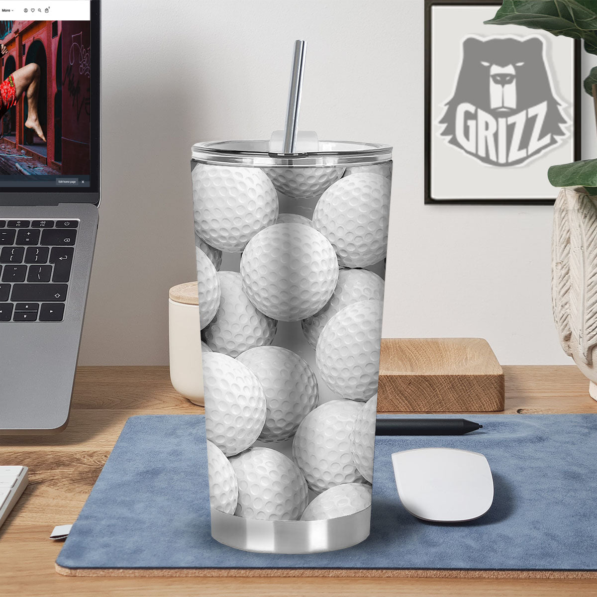 3D Golf Ball Print Tumbler-grizzshop