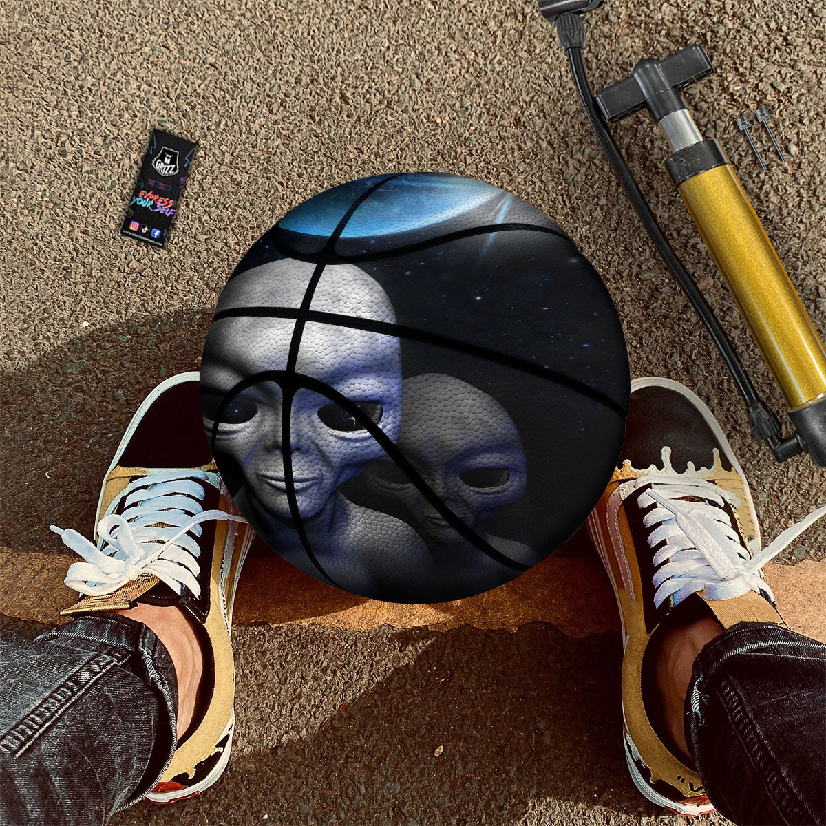 3D Grey Alien Print Basketball-grizzshop