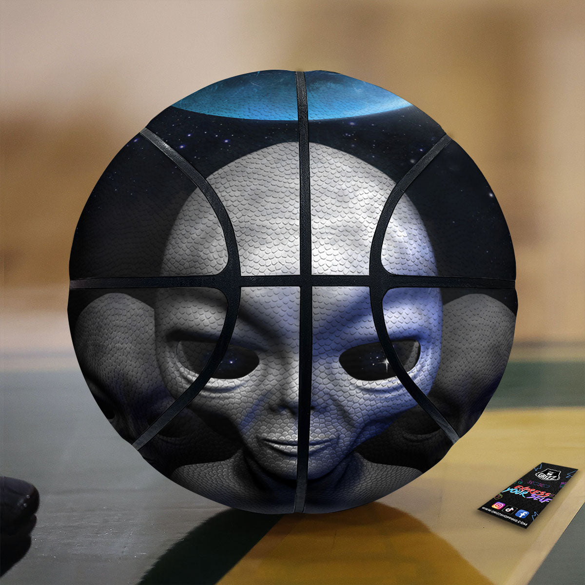 3D Grey Alien Print Basketball-grizzshop