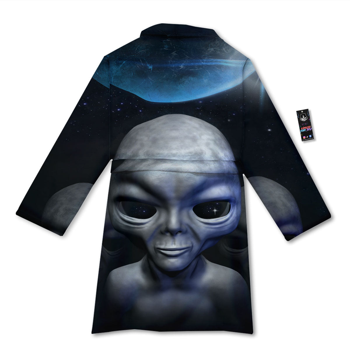 3D Grey Alien Print Bathrobe-grizzshop