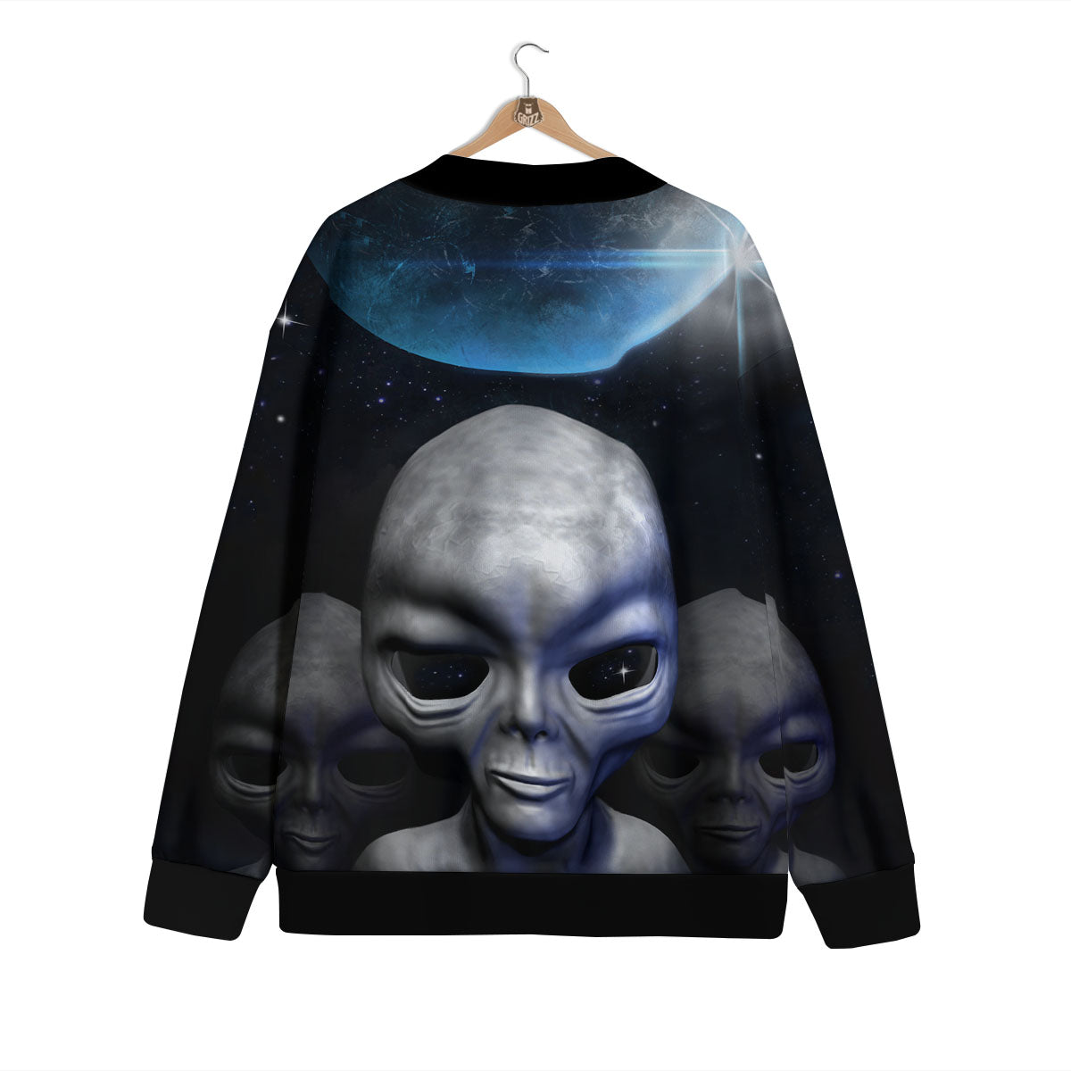 3D Grey Alien Print Cardigan-grizzshop