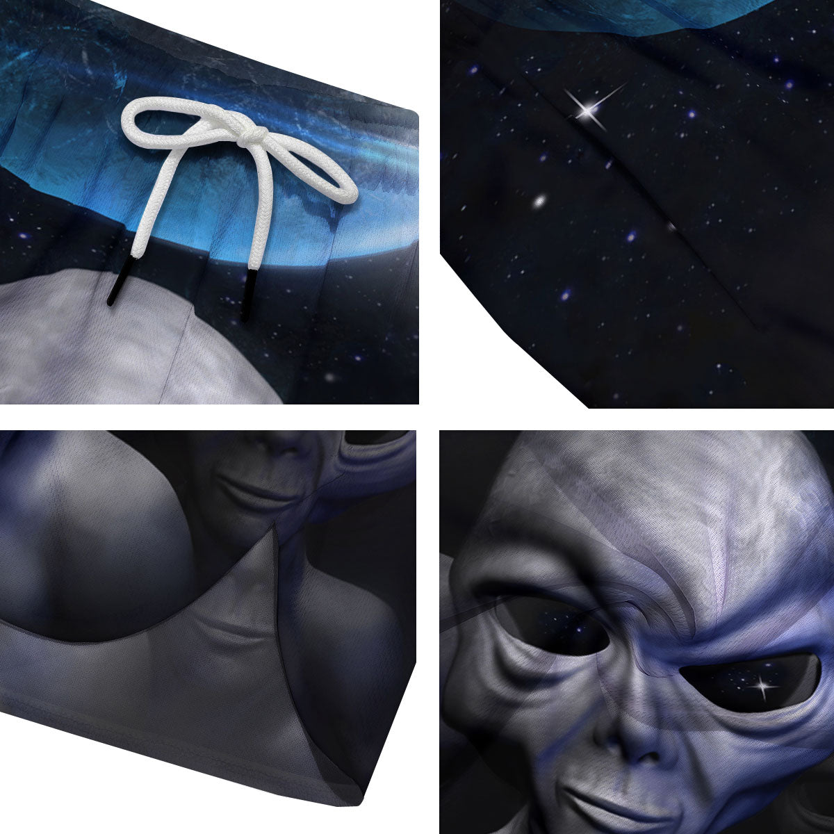 3D Grey Alien Print Men's Running Shorts-grizzshop