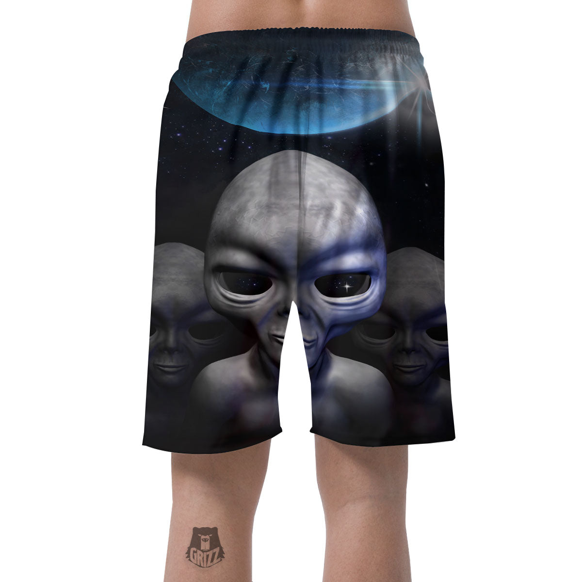 3D Grey Alien Print Men's Shorts-grizzshop