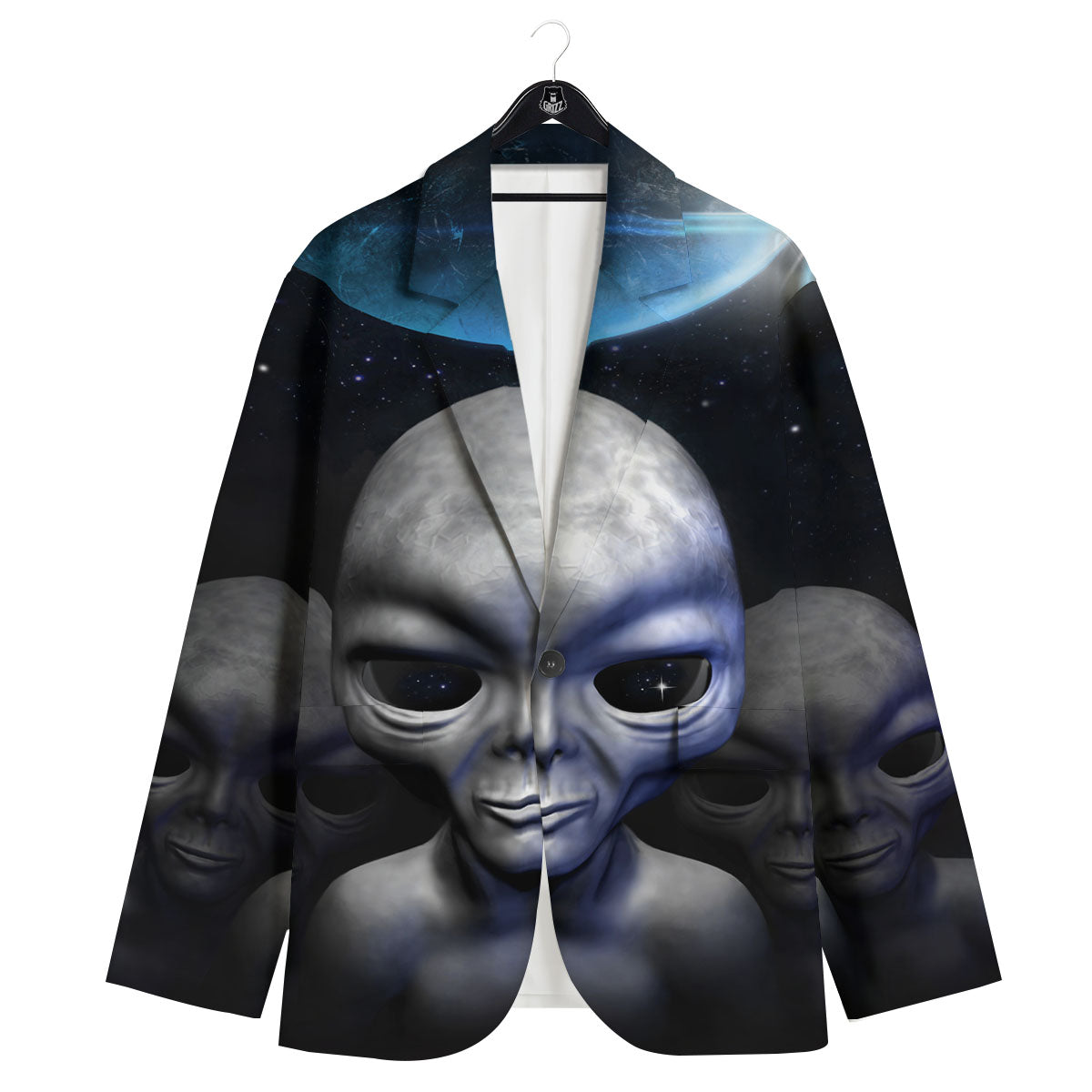 3D Grey Alien Print Men's Sport Coat-grizzshop