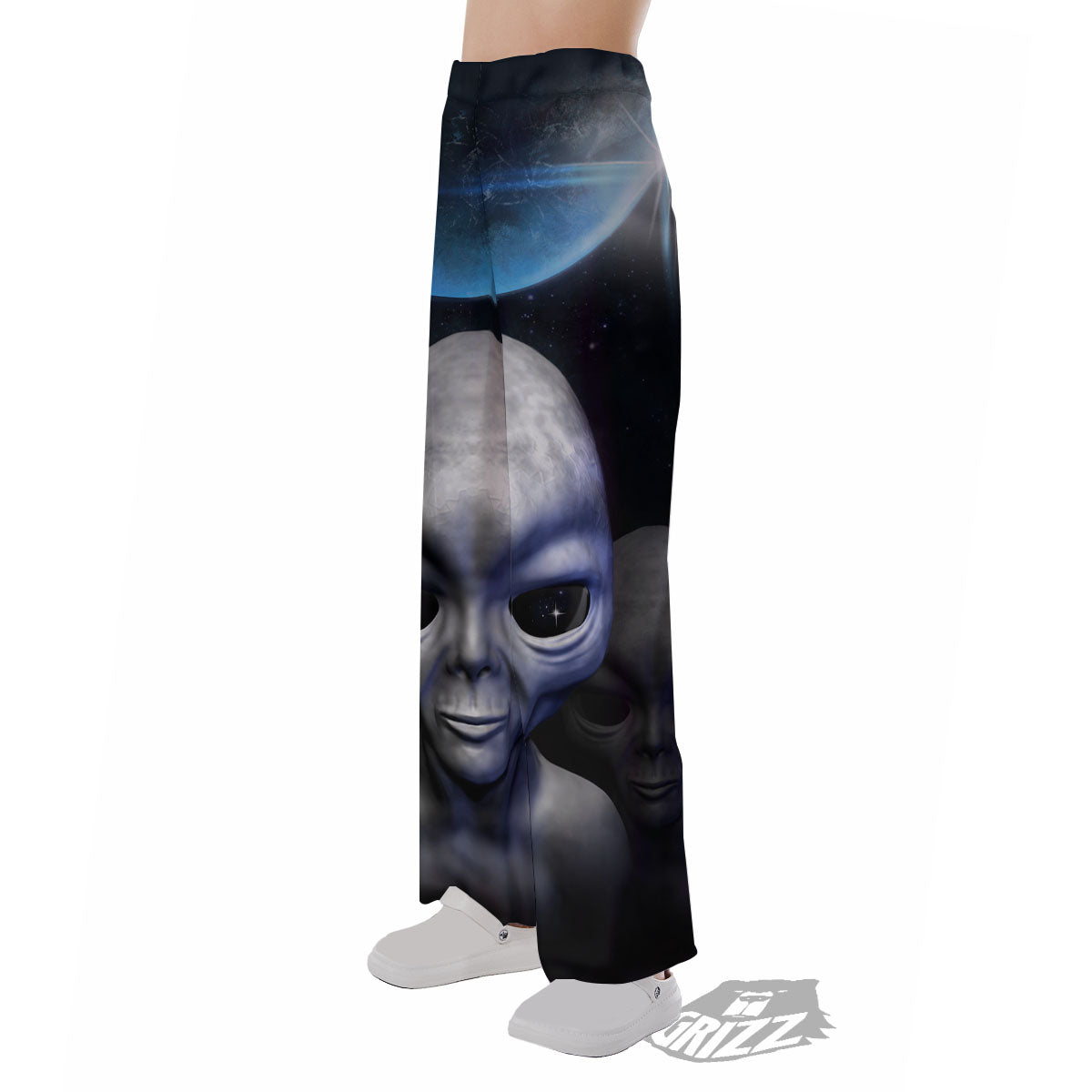 3D Grey Alien Print Pajama Pants-grizzshop