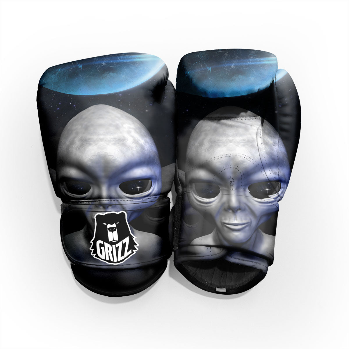 3D Grey Alien Print Pro Boxing Glove