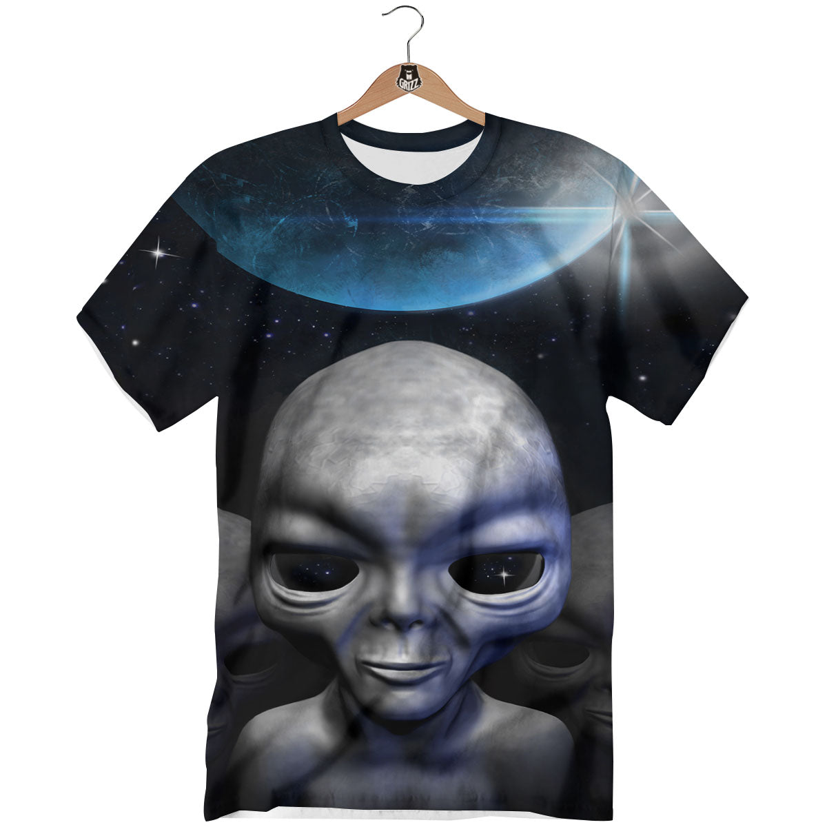 3D Grey Alien Print T-Shirt-grizzshop