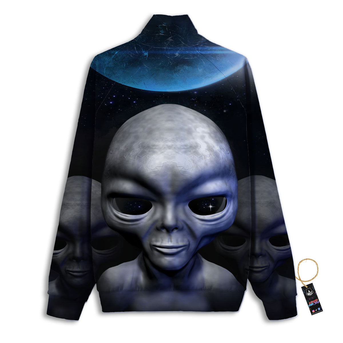 3D Grey Alien Print Track Jacket-grizzshop