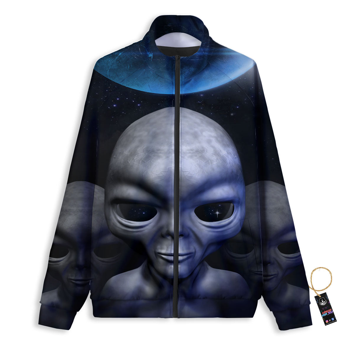 3D Grey Alien Print Track Jacket-grizzshop
