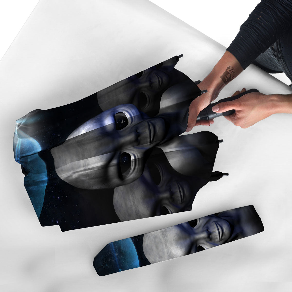 3D Grey Alien Print Umbrella-grizzshop