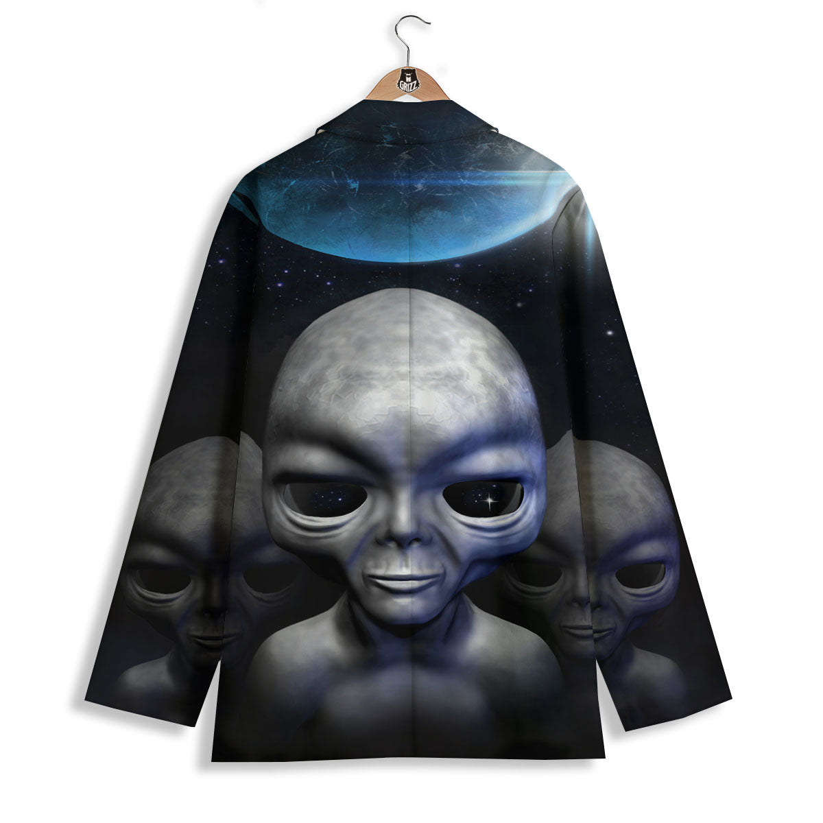 3D Grey Alien Print Women's Blazer-grizzshop