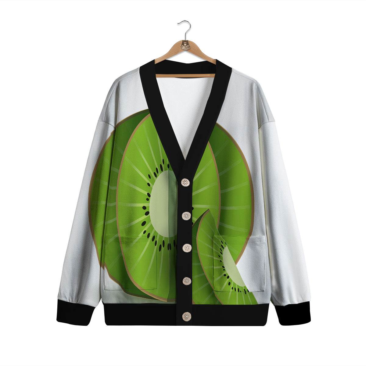 3D Kiwi Print Cardigan-grizzshop