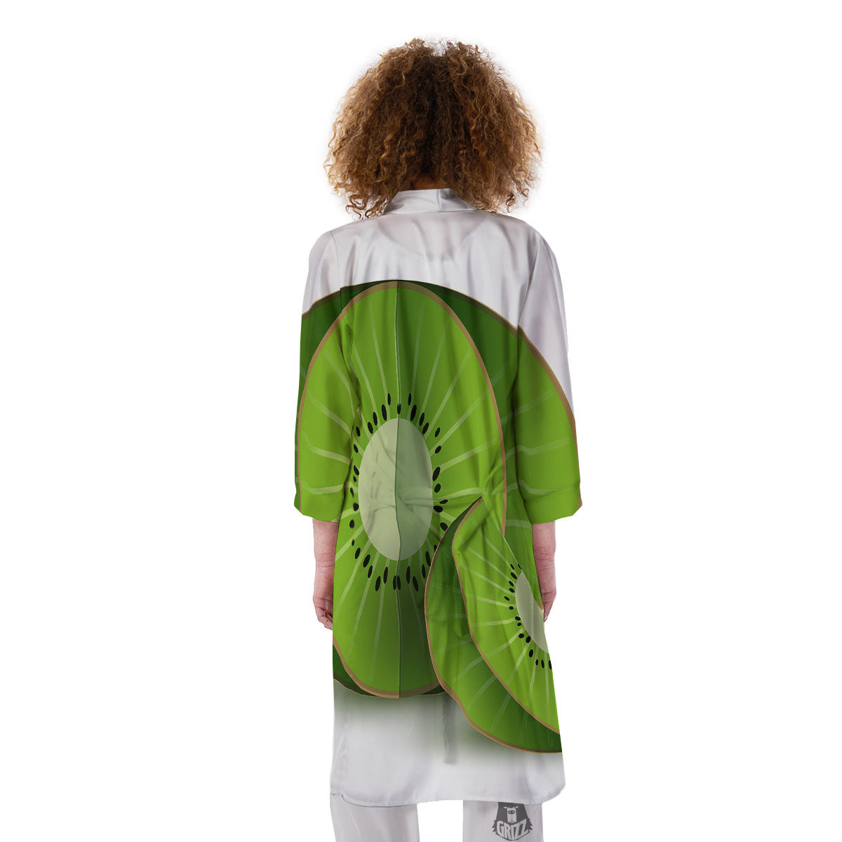3D Kiwi Print Kimono-grizzshop