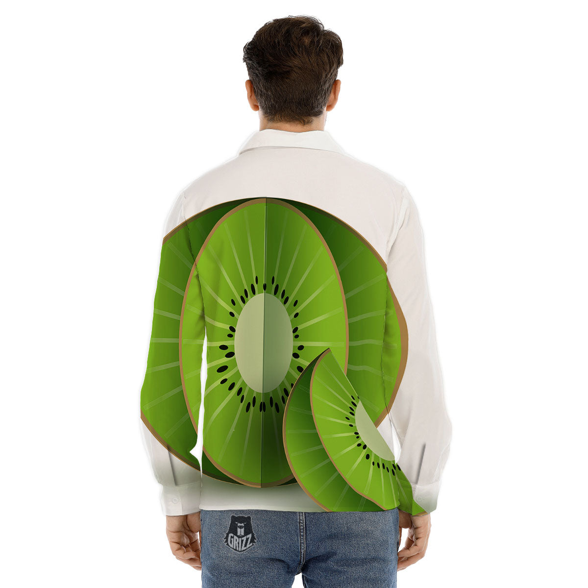 3D Kiwi Print Men's Dress Shirts-grizzshop