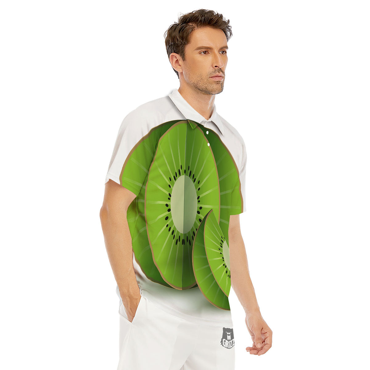 3D Kiwi Print Men's Golf Shirts-grizzshop