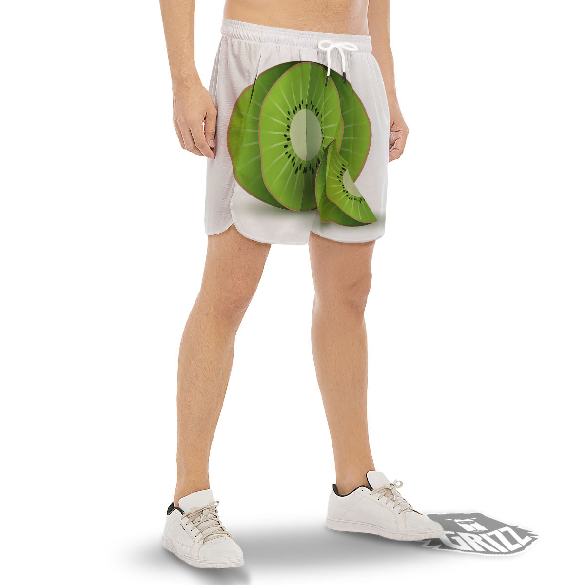 3D Kiwi Print Men's Gym Shorts-grizzshop
