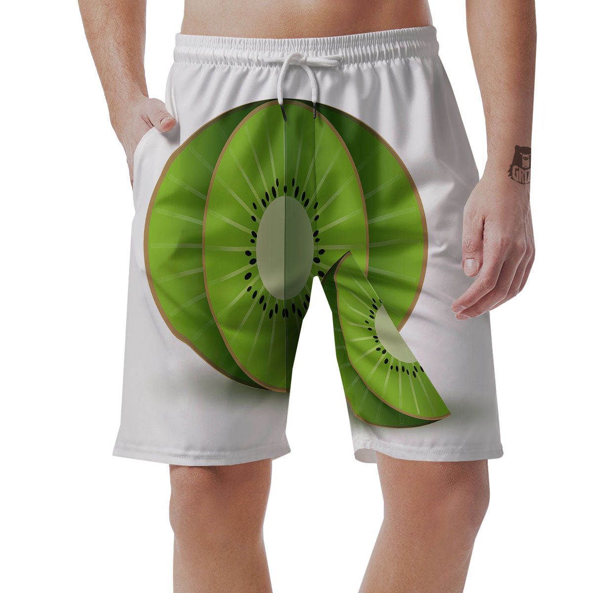 3D Kiwi Print Men's Shorts-grizzshop