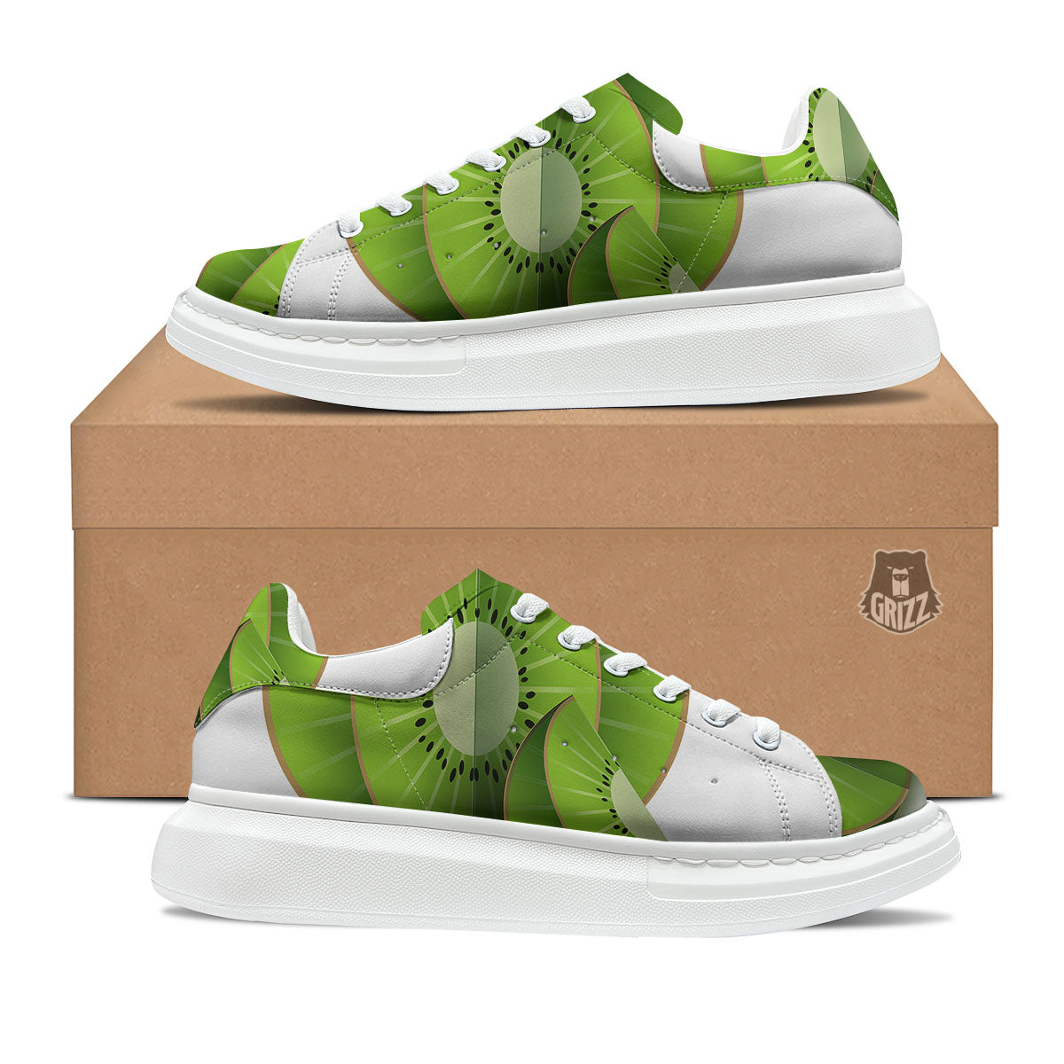 3D Kiwi Print Platform Shoes-grizzshop