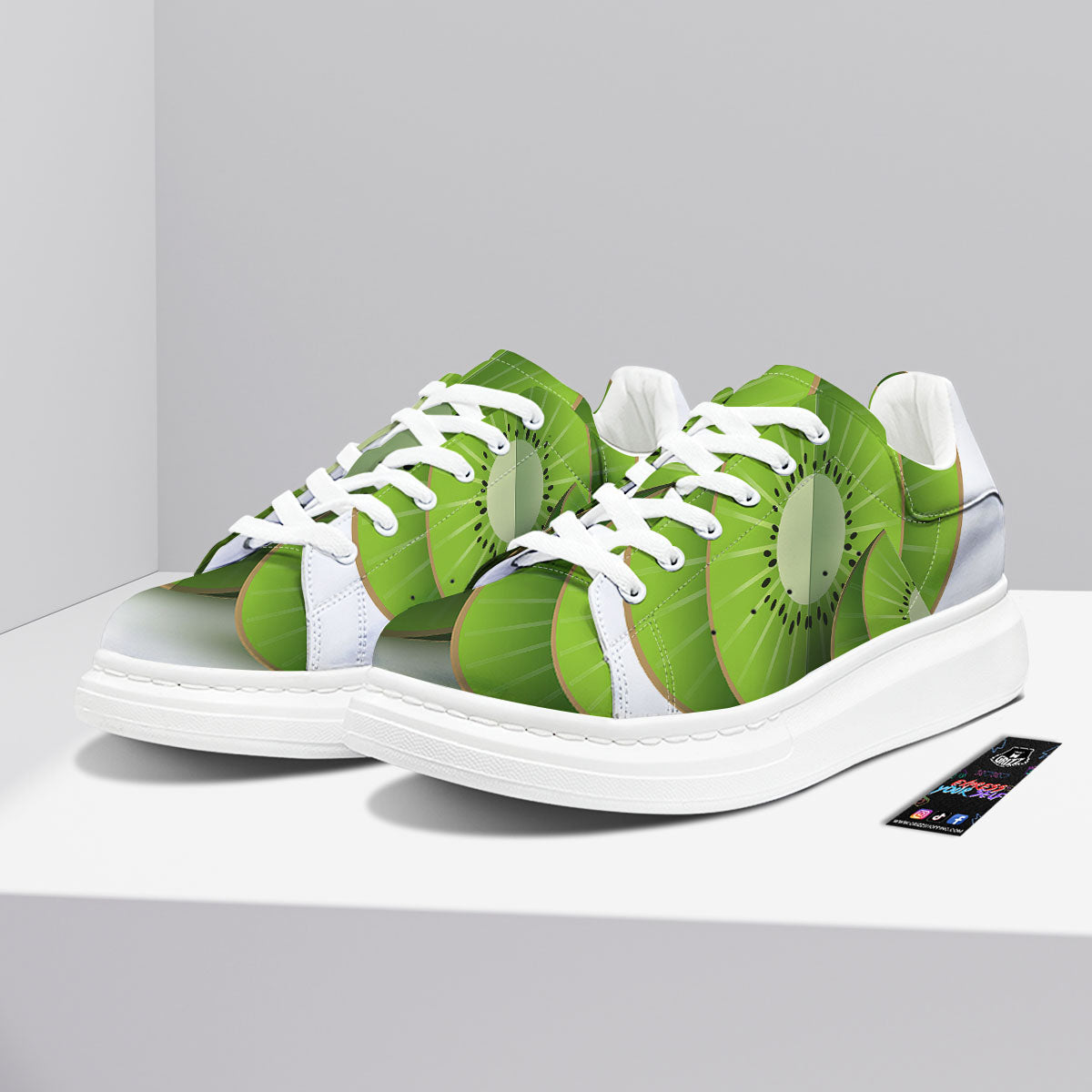 3D Kiwi Print Platform Shoes-grizzshop