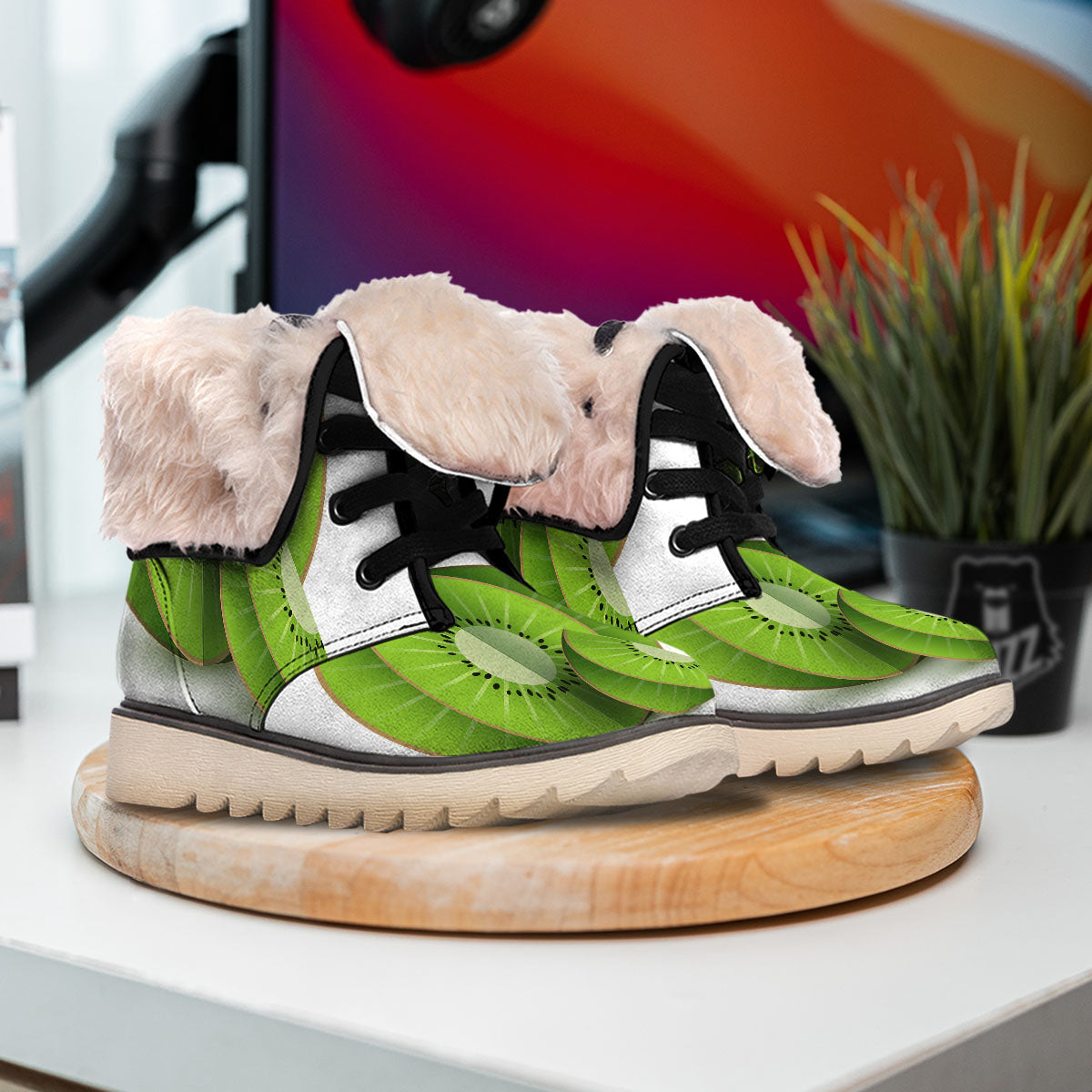 3D Kiwi Print Snow Boots-grizzshop