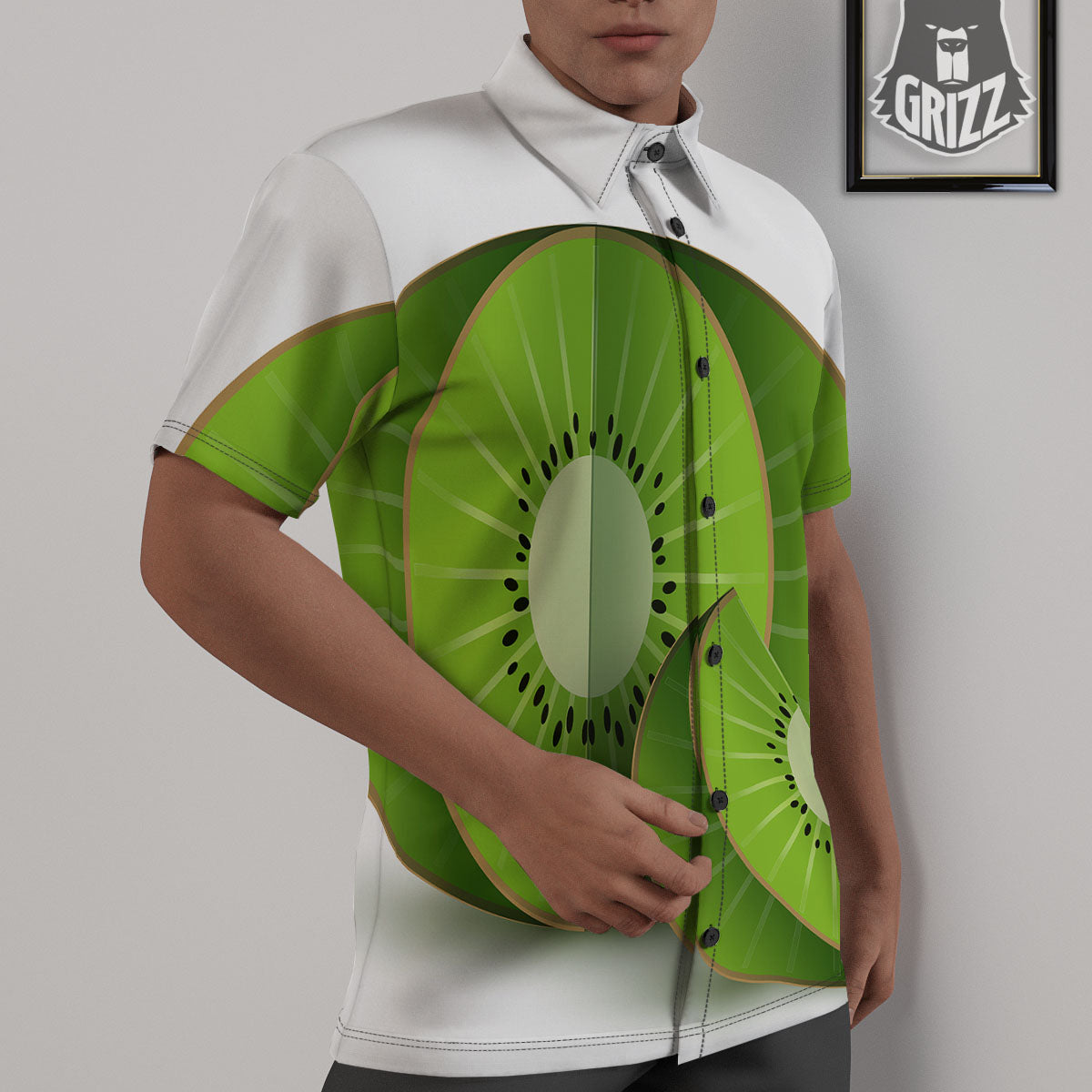3D Kiwi Print Untucked Shirts-grizzshop