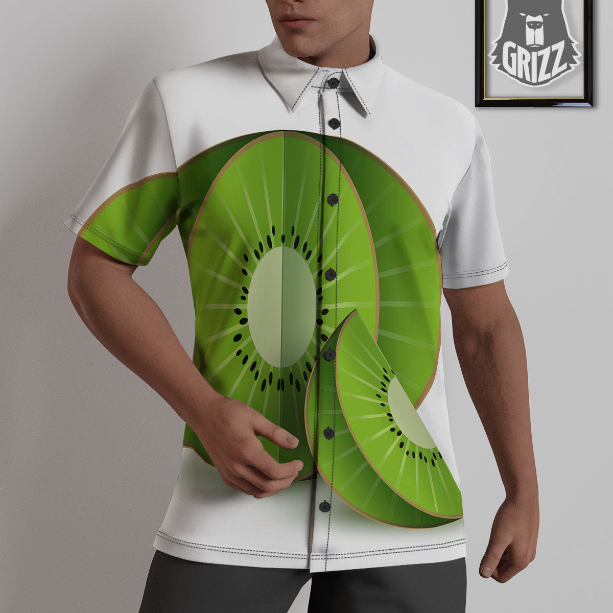 3D Kiwi Print Untucked Shirts-grizzshop