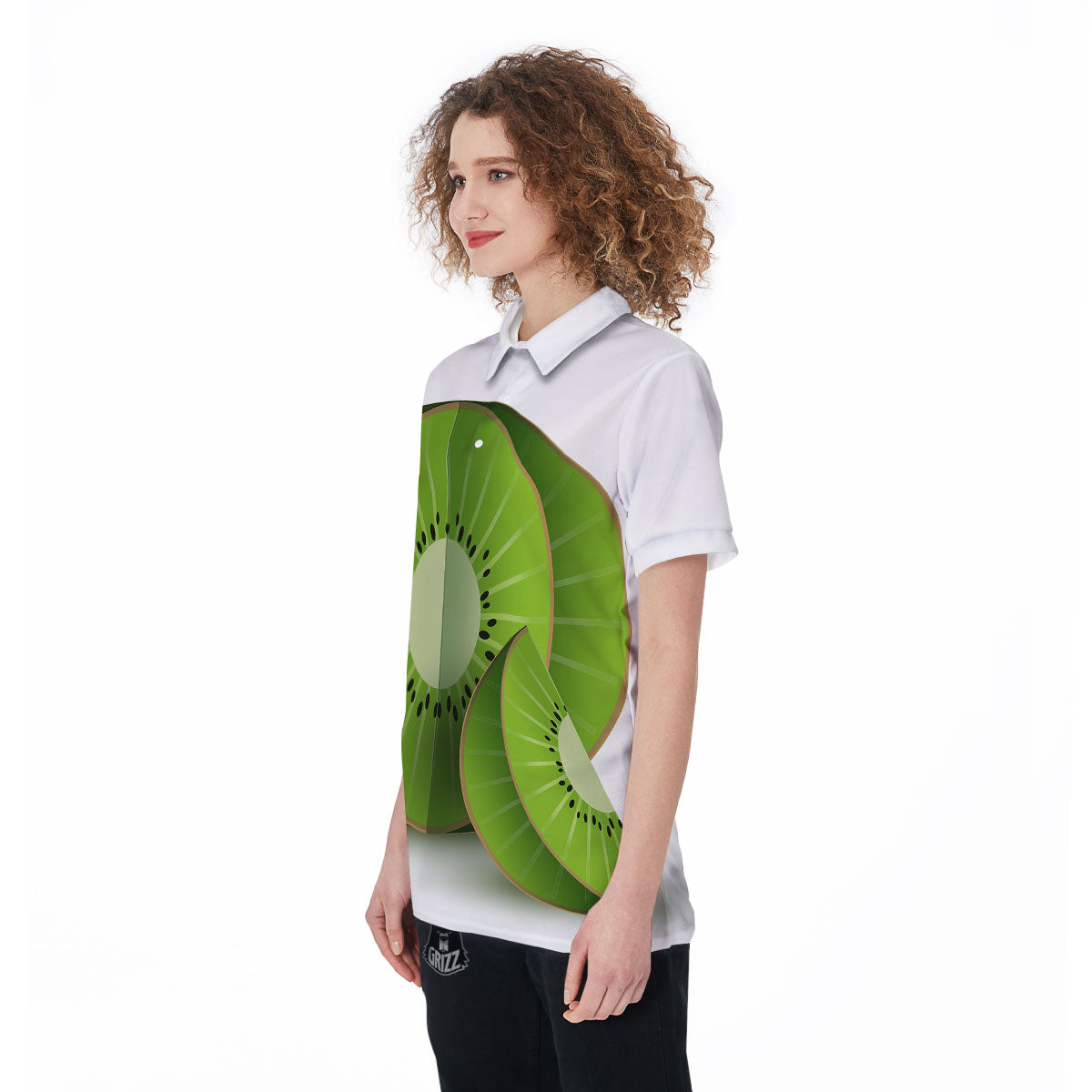 3D Kiwi Print Women's Golf Shirts-grizzshop