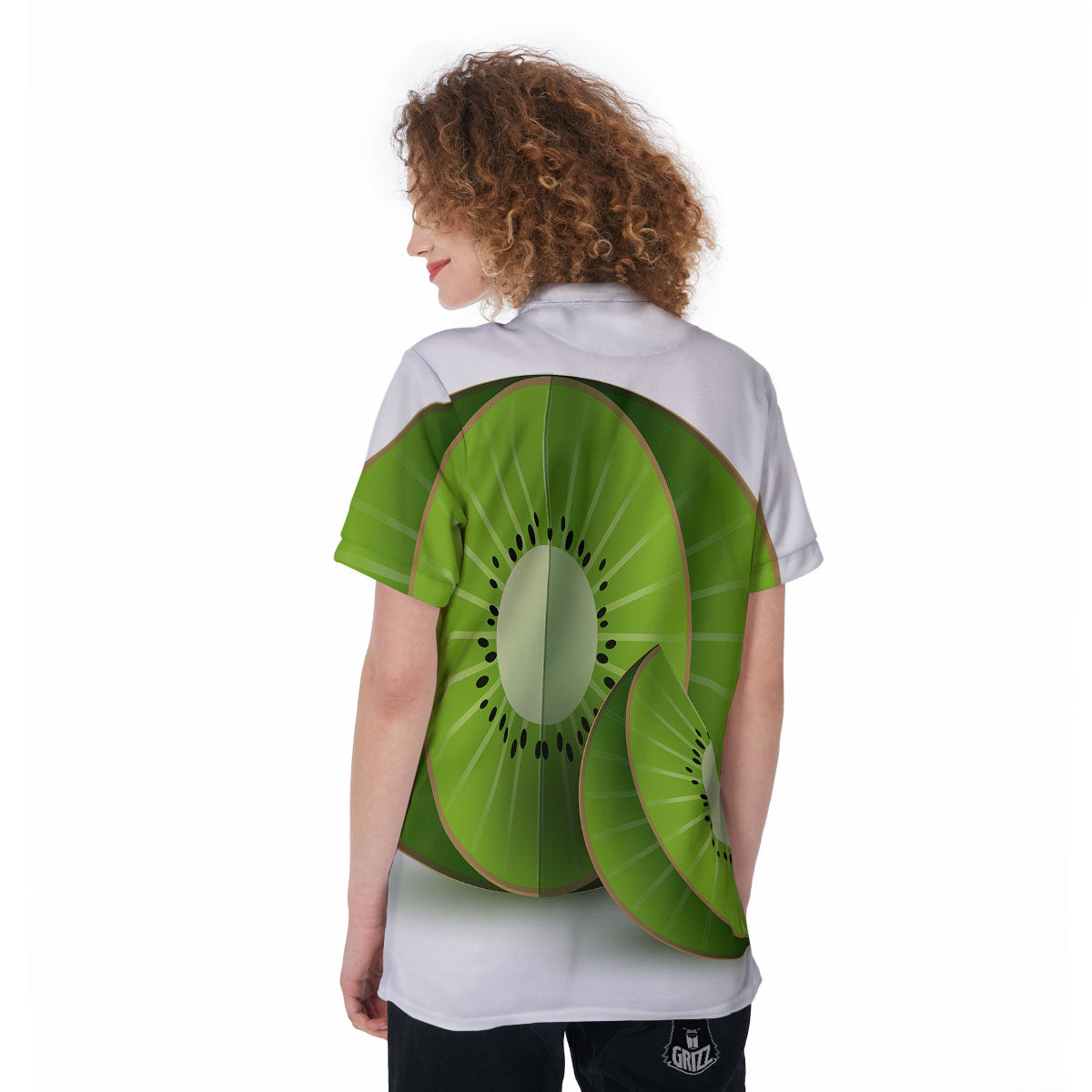 3D Kiwi Print Women's Golf Shirts-grizzshop