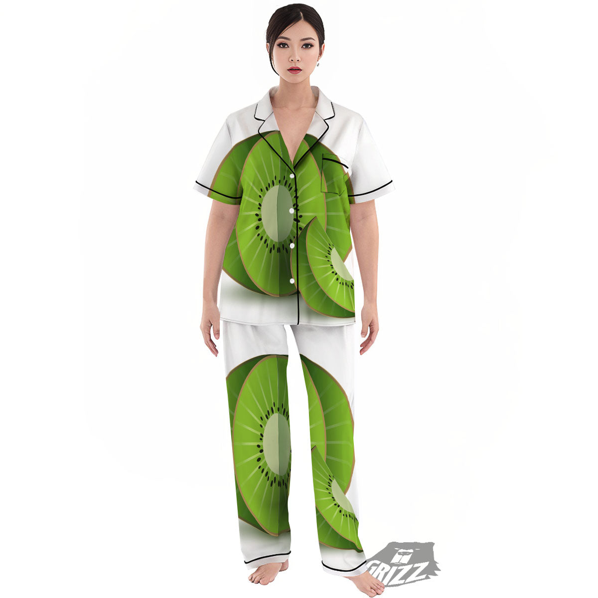 3D Kiwi Print Women's Pajamas Set-grizzshop