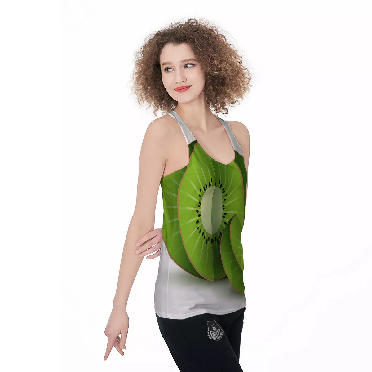3D Kiwi Print Women's Racerback Tank Top-grizzshop