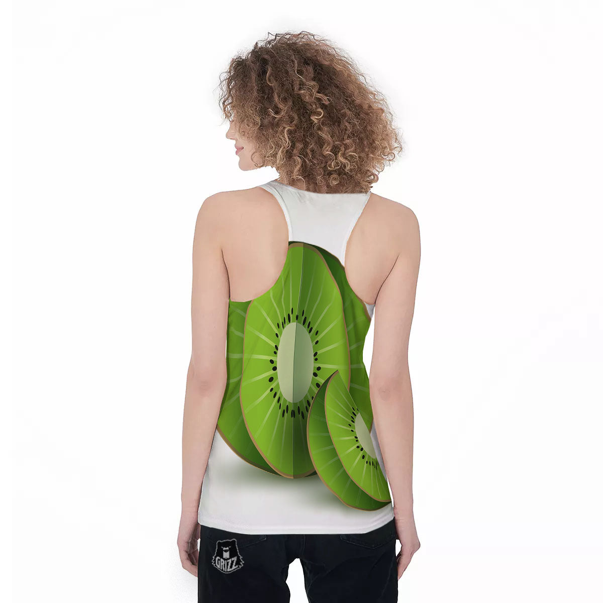 3D Kiwi Print Women's Racerback Tank Top-grizzshop