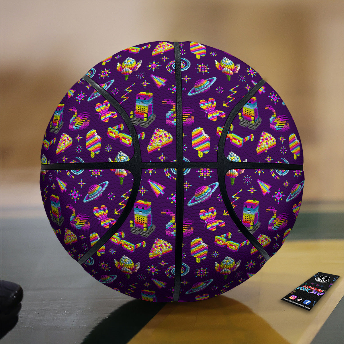 3D Pixel Cartoon Print Pattern Basketball-grizzshop