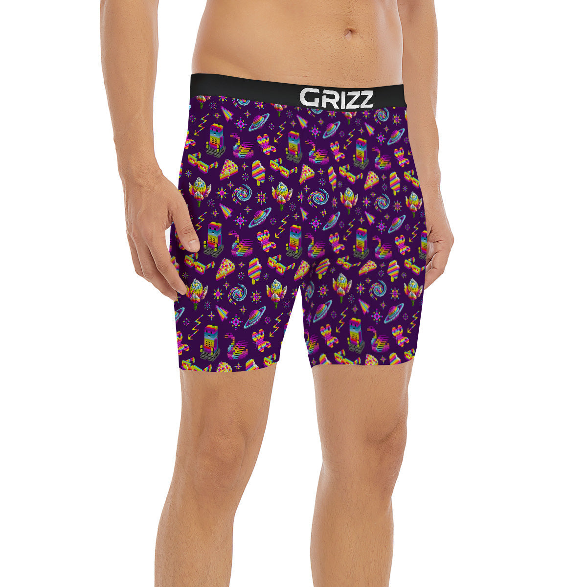3D Pixel Cartoon Print Pattern Boxer Briefs-grizzshop
