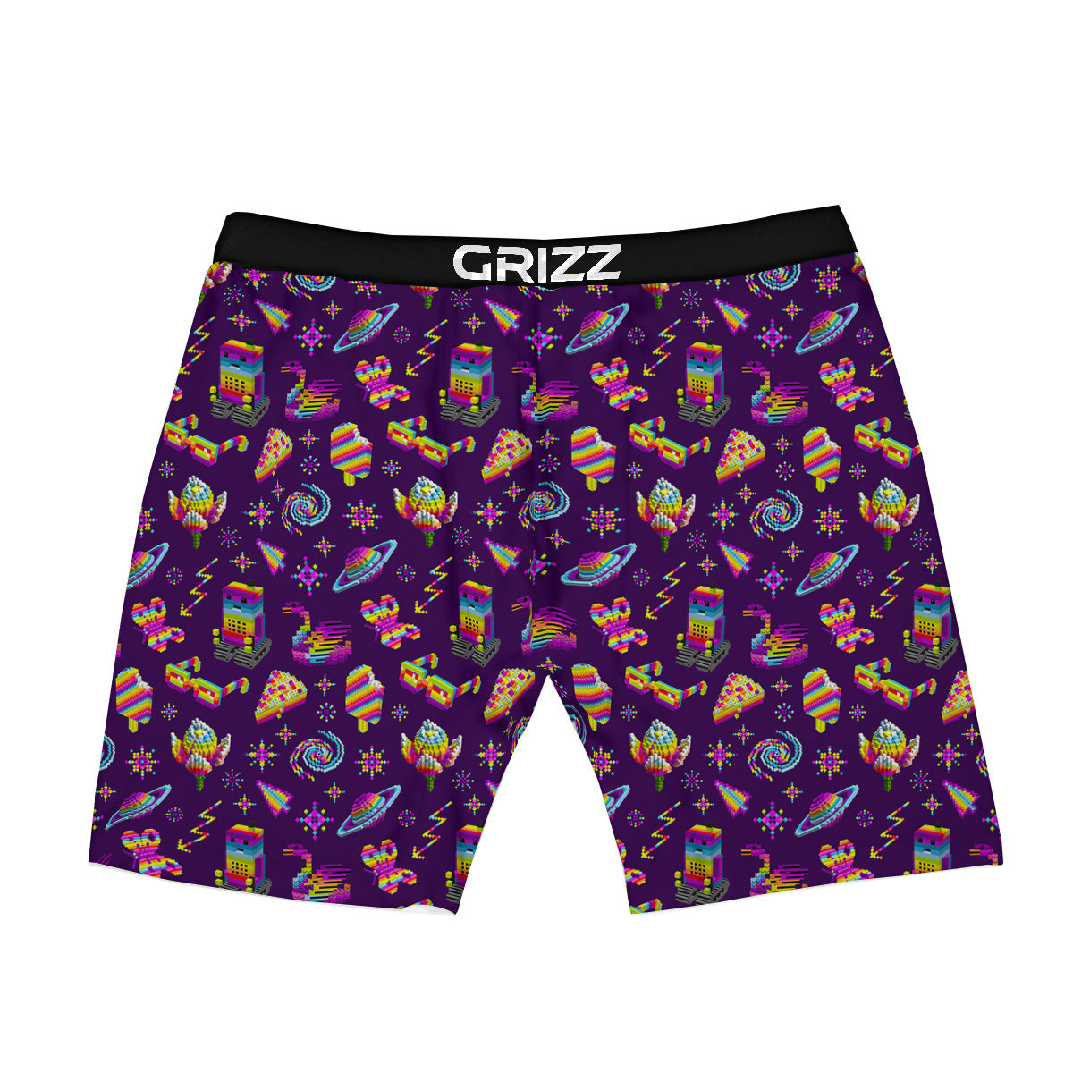 3D Pixel Cartoon Print Pattern Boxer Briefs-grizzshop