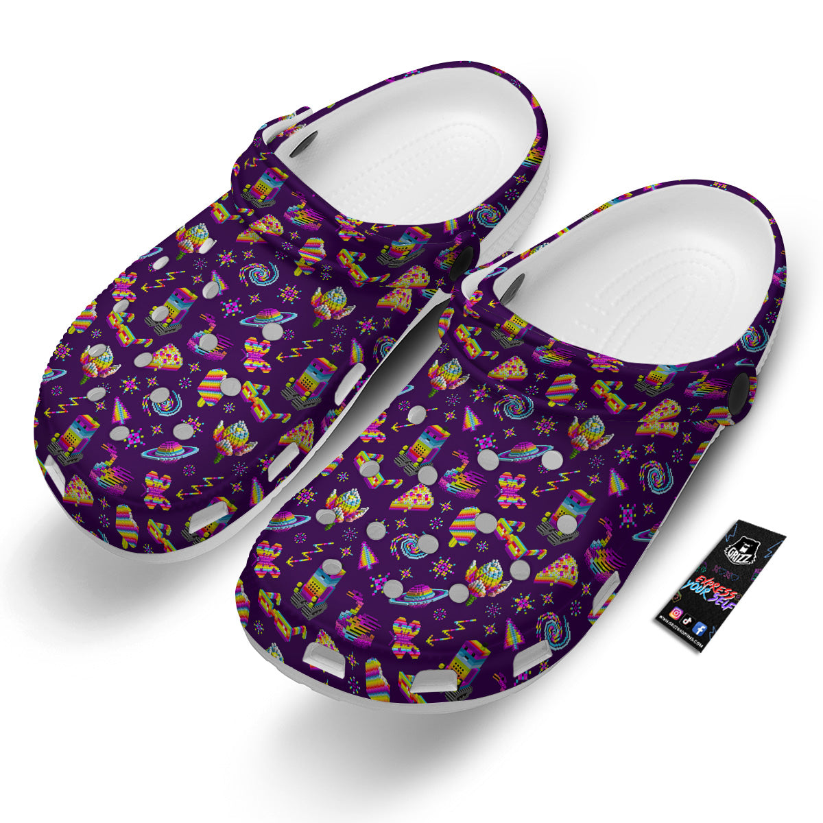 3D Pixel Cartoon Print Pattern Clog-grizzshop