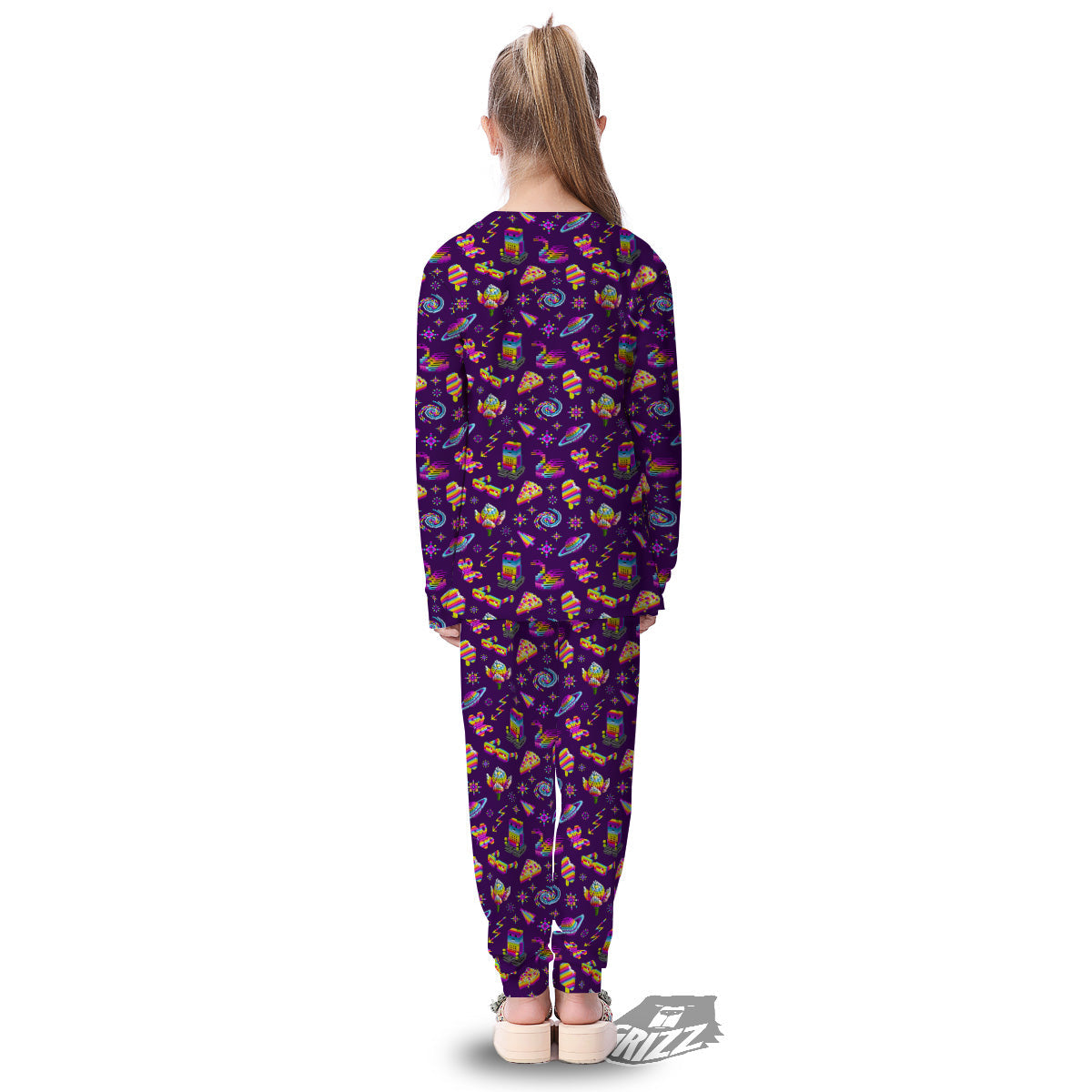 3D Pixel Cartoon Print Pattern Kid's Pajamas-grizzshop