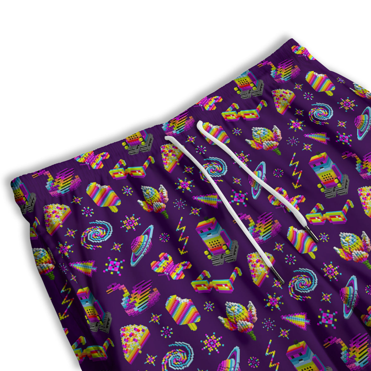 3D Pixel Cartoon Print Pattern Men's Athletic Shorts