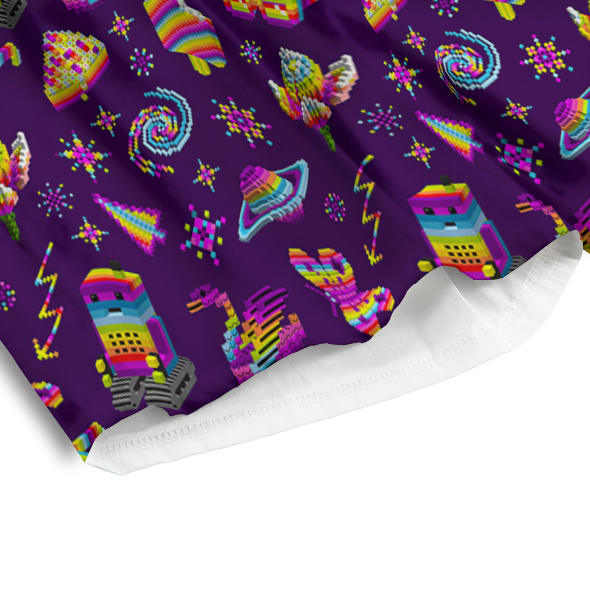 3D Pixel Cartoon Print Pattern Men's Athletic Shorts